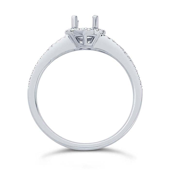 خاتم خطوبة بلاتينيوم نصف تركيب هالو دائري 0.25 قيراط