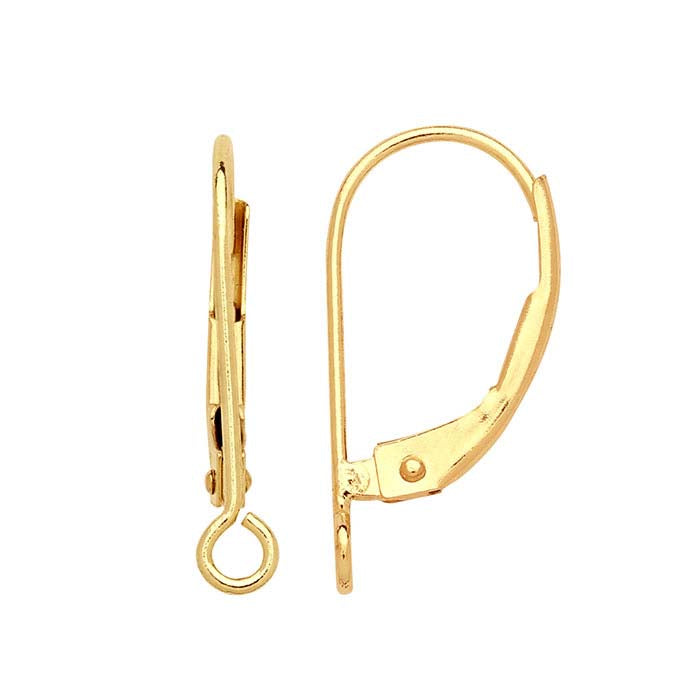 14K Yellow Gold Lever-Back Ear Wire with Open Ring