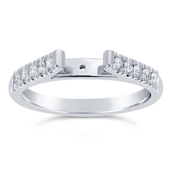 14K hvidguld semi-monteret katedral ring skaft