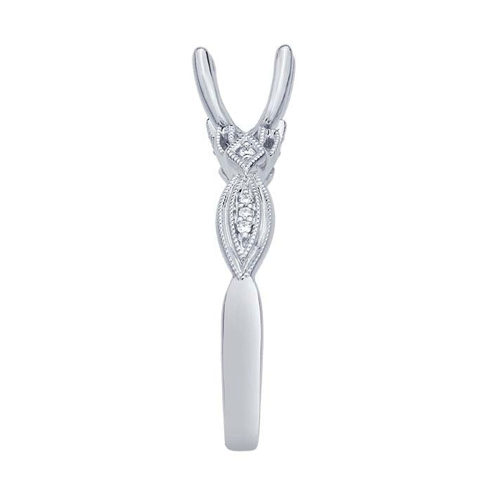 14K Balto Aukso Art Deco 1 ct. Apvalus Pusiau Montuojamas Sužadėtuvių Žiedo Laikiklis