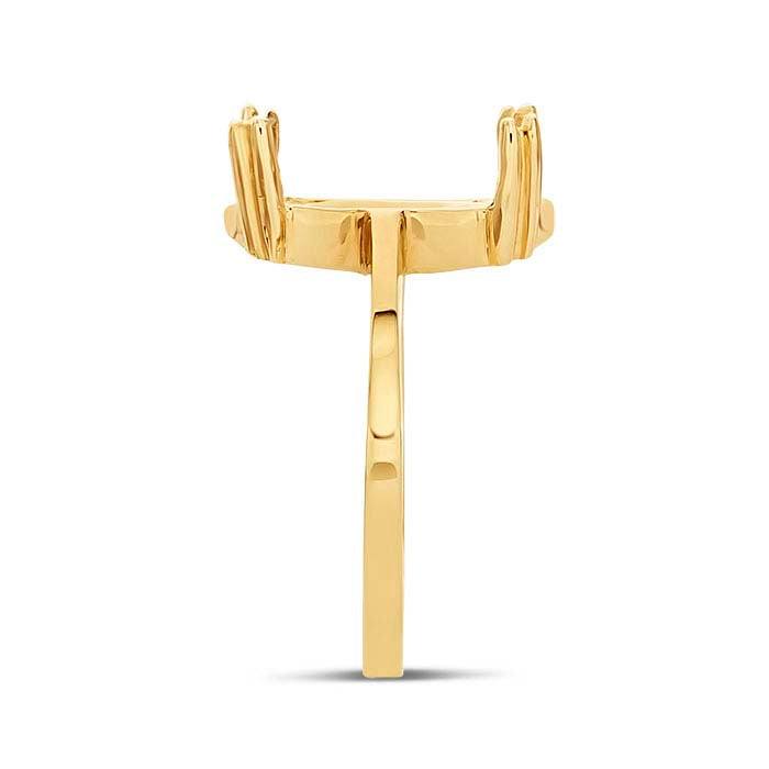 14K gult guld dubbel-tagg 14 x oval ringfattning