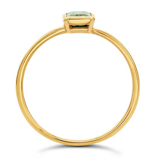 Anillo de Oro Amarillo 14K con Peridoto Corte Esmeralda