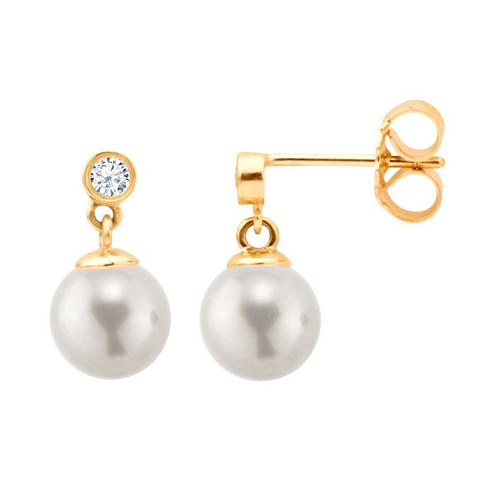 14K Yellow Gold Diamond-Set Pearl Post Earring Mounting