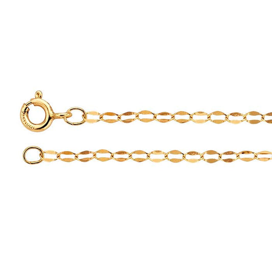 14K Yellow Gold Dapped Oval Cable Chain