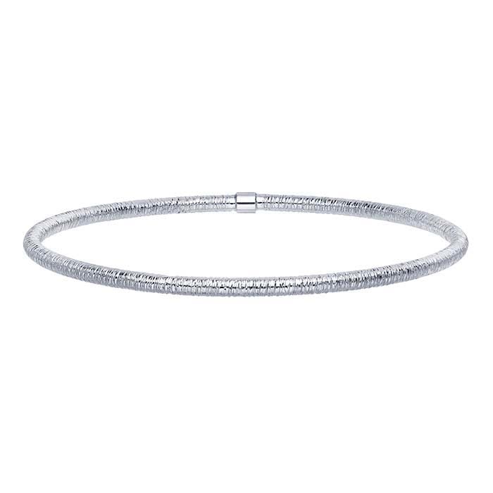 14K White Gold Textured Tubing Bangle Bracelet