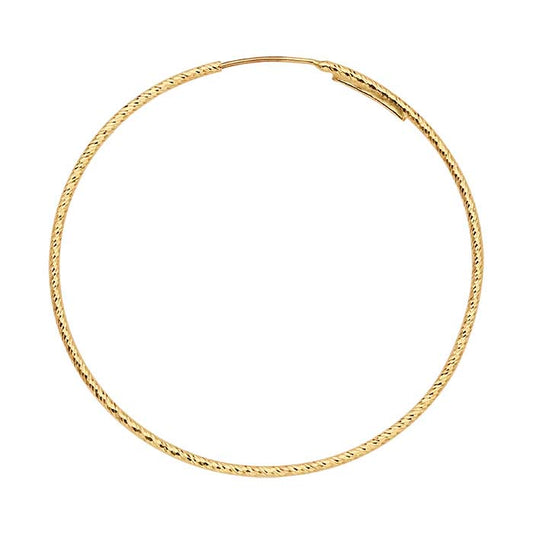 14K Yellow Gold Sparkle Tubing Endless Hoop Earring