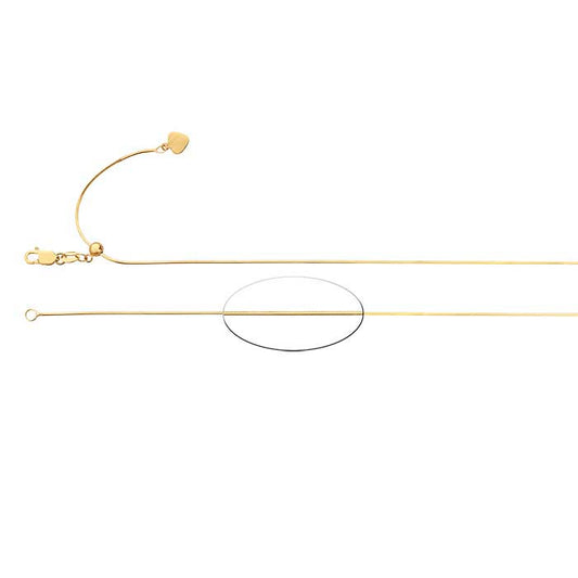 سلسلة ثعبان مخيطة بثمانية أضلاع من الذهب الأصفر عيار 14 قيراط، قابلة للتعديل