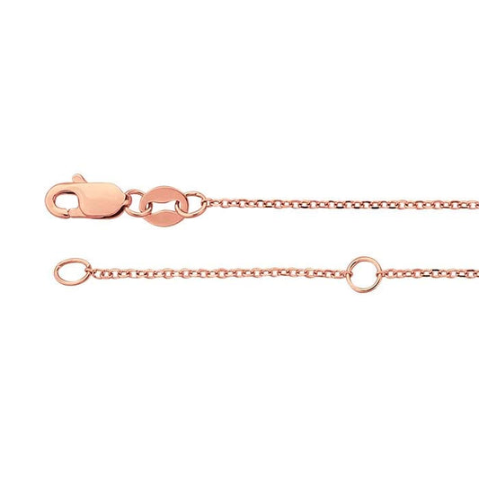 14K Rose Gold Beveled Oval Cable Chain, Adjustable