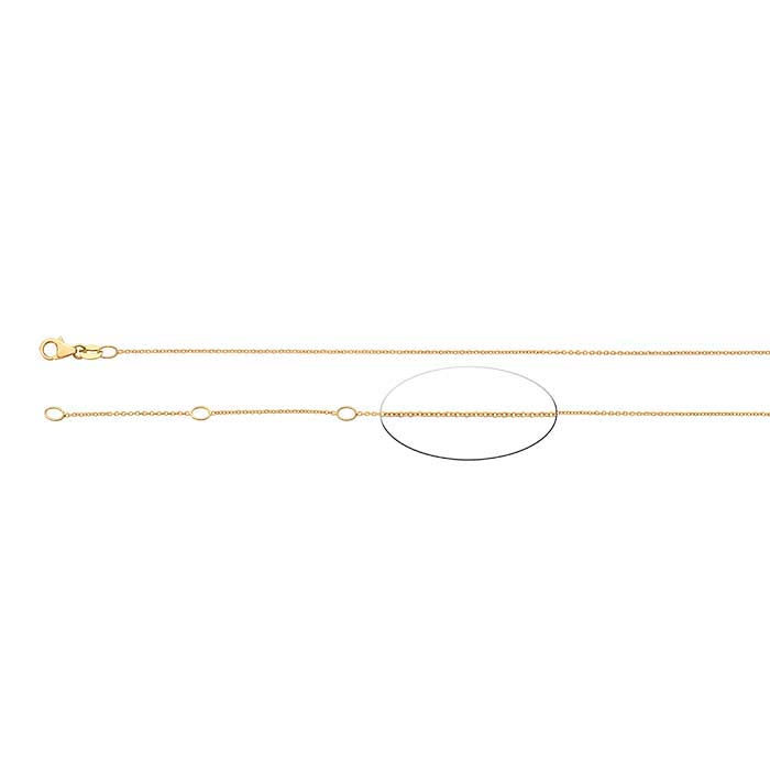 14K Yellow Gold Oval Cable Chain, Adjustable