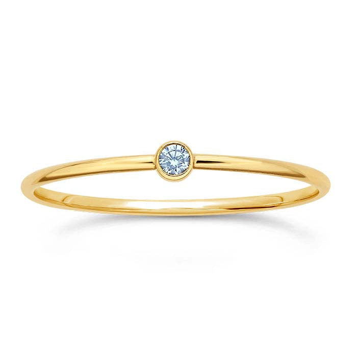 14/20 Yellow Gold-Filled Light-Blue CZ-Set Ring