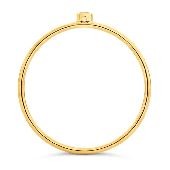 خاتم مطلي بالذهب الأصفر عيار 14/20 مع حجر زركون أرجواني فاتح مثبت