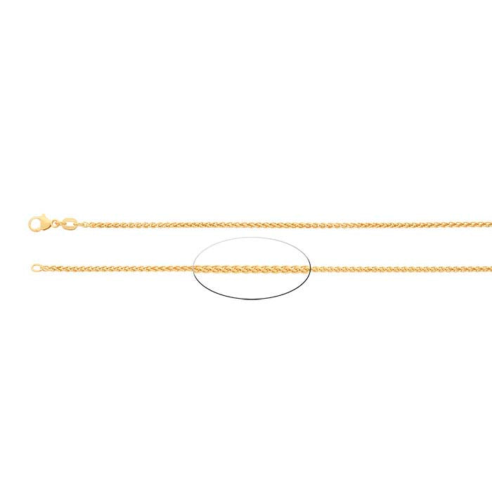 14K Yellow Gold Round Wheat Chain