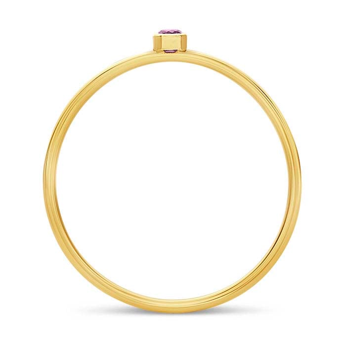 Δαχτυλίδι με κίτρινο χρυσό 14/20, γεμιστό, με μωβ CZ σετ