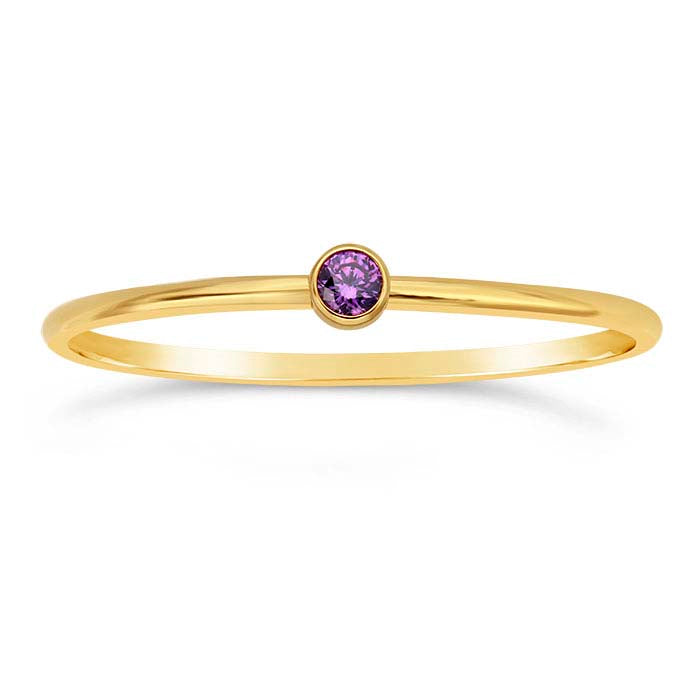 Δαχτυλίδι με κίτρινο χρυσό 14/20, γεμιστό, με μωβ CZ σετ