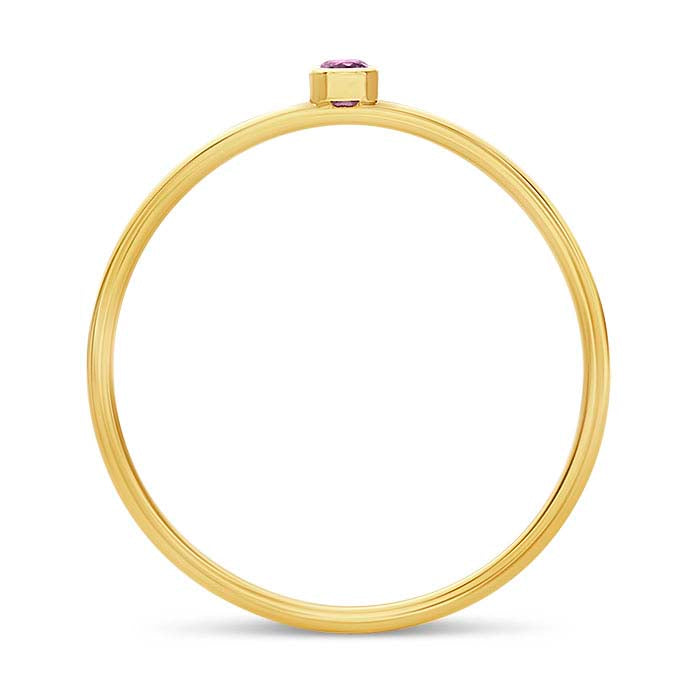 Δαχτυλίδι με κίτρινο χρυσό 14/20, γεμιστό, με μωβ CZ σετ