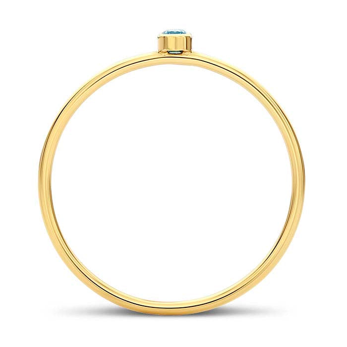 14/20 Guldpläterad Ring med Swiss-Blue CZ-stenar