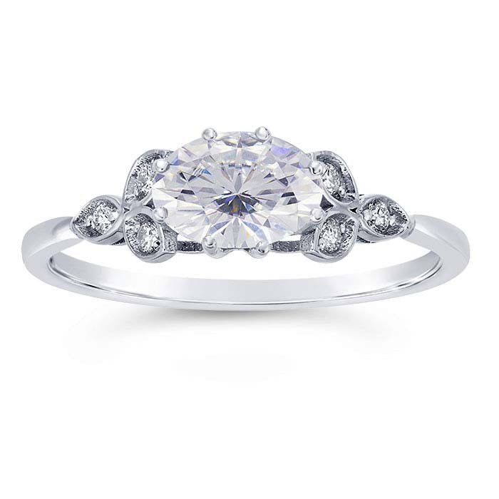 14K Weißgold 6 x Oval Halbfassung Verlobungsringfassung