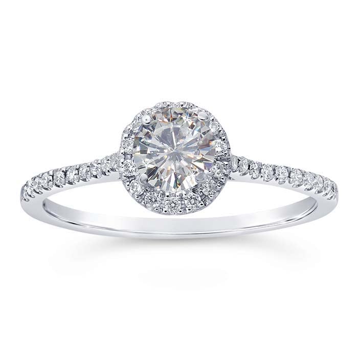 14K White Gold .4-Ct. Round Semi-Mount Halo Engagement Ring Mounting