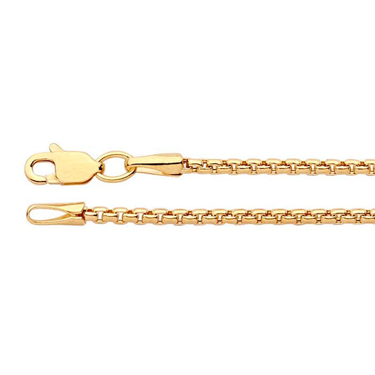 14K Yellow Gold Hollow Rounded Box Chain