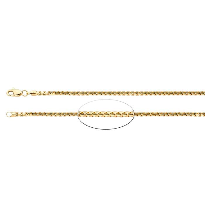 14K Yellow Gold Hollow Rounded Box Chain