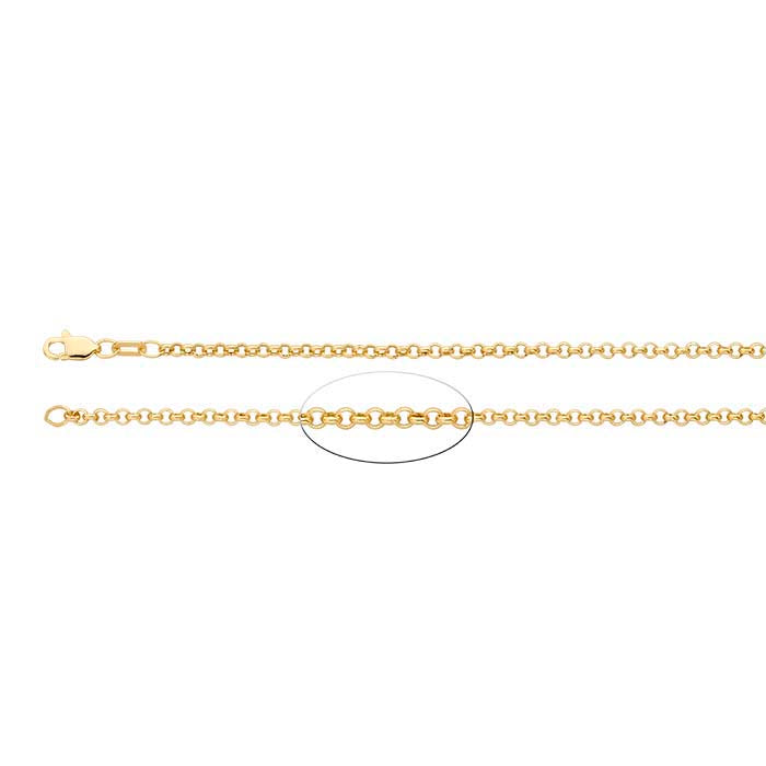 14K Yellow Gold Hollow Round Rolo Chain