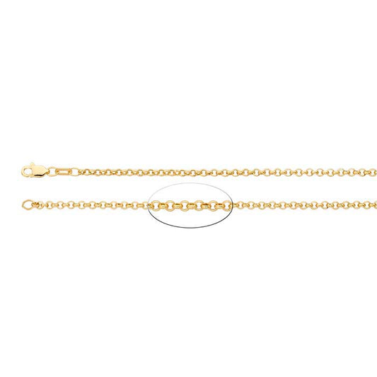 14K Yellow Gold Hollow Round Rolo Chain