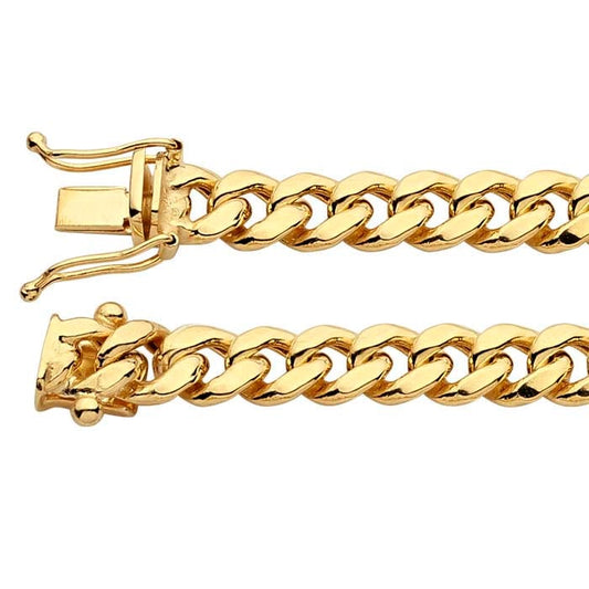 14K Yellow Gold Hollow Cuban Link Chain Bracelet