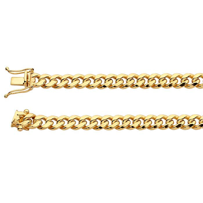 14K Yellow Gold Hollow Cuban Link Chain Bracelet
