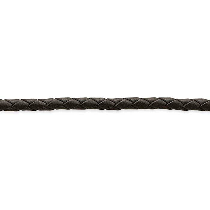 Black Machine-Braided Leather Cord, 10 Meters