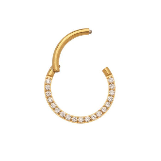 Titanium Yellow Gold-Plated Side Facing CZ-Set ID Clicker, 1.29mm