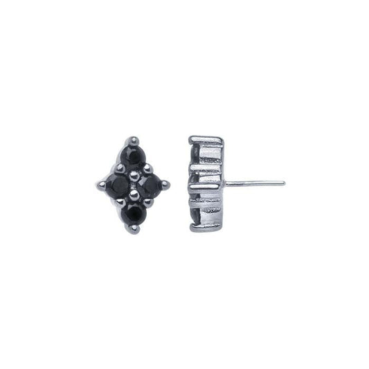Sterling Silver Black CZ-Set Pin