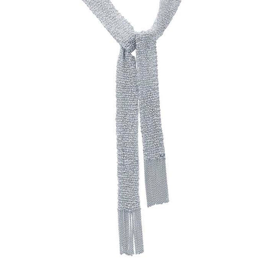 Sterling Silver Mesh Necklace with Tassels