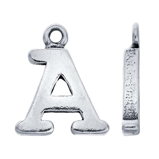 Sterling Silver Block Alphabet Charm, "A"