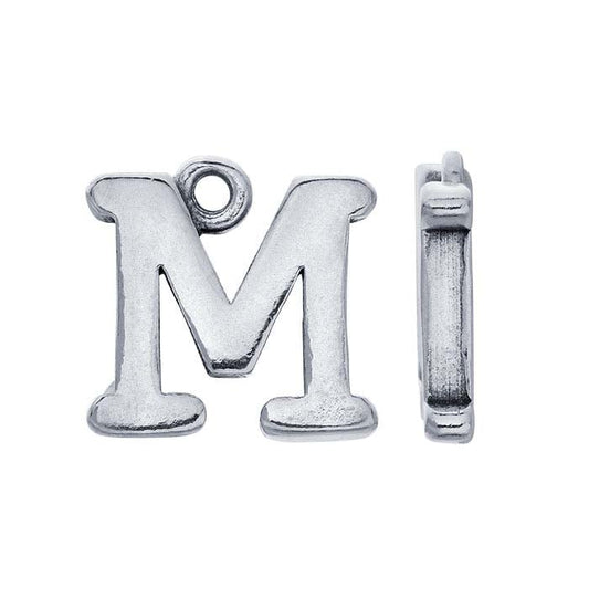 Sterling Silver Block Alphabet Charm, "M"