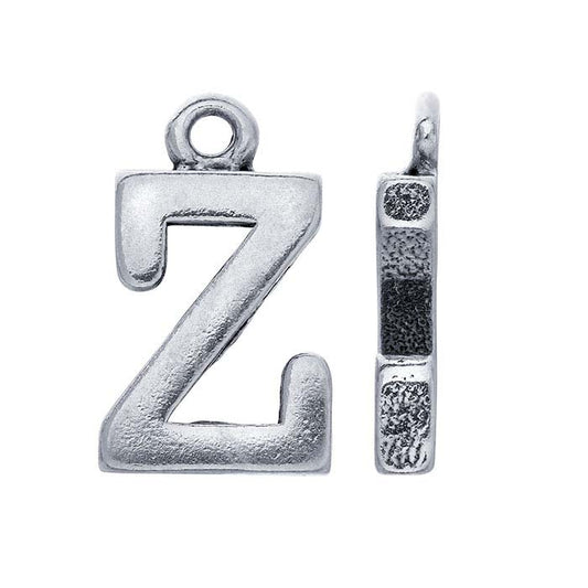 Sterling Silver Block Alphabet Charm, "Z"