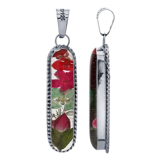 Sterling Silver Dried Flowers Pendant