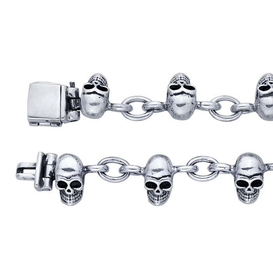 Pulsera de Plata de Ley con Nueve Calaveras