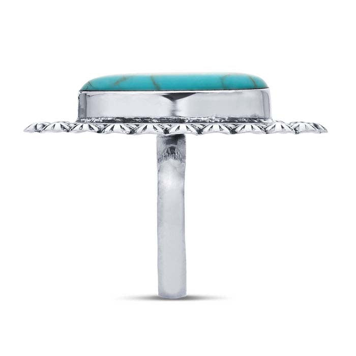 타원형 인조 터키석이 박힌 스털링 실버 반지