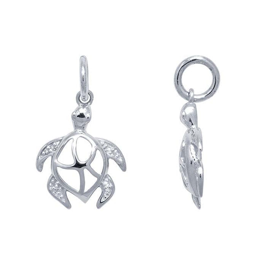 Sterling Silver Diamond-Set Sea Turtle Charm