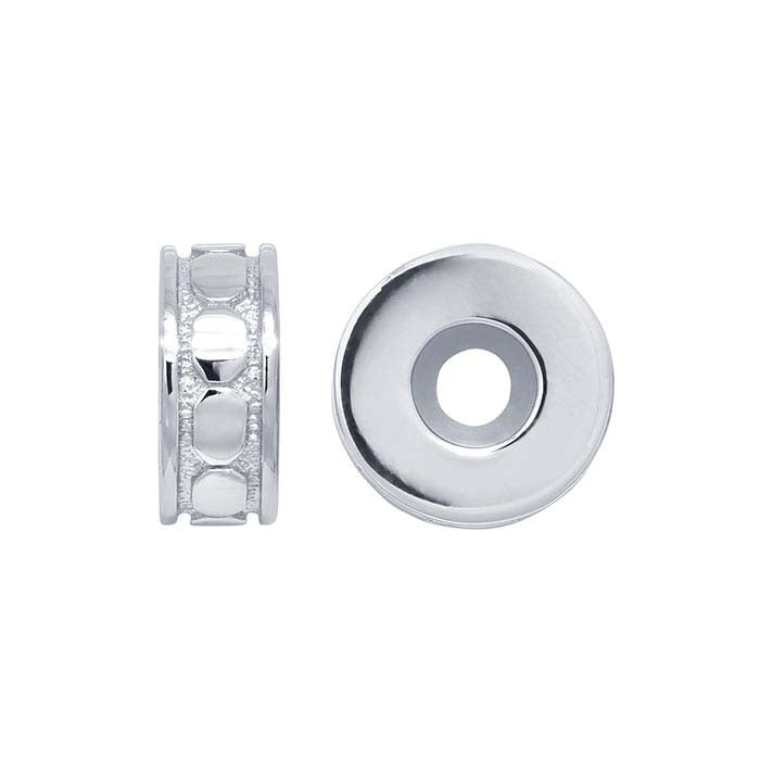 Sterling Silver 9 x Roundel "Smart" Circles Bead with Silicone Insert