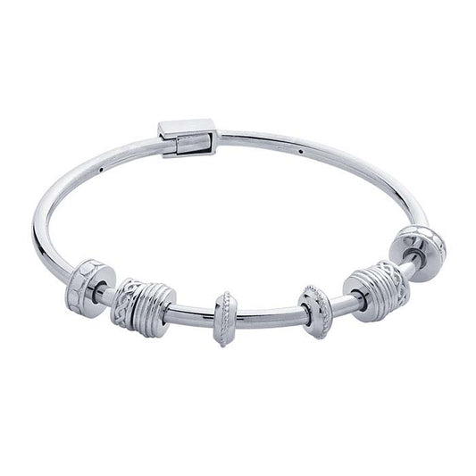 Sterling Silver 9 x Roundel "Smart" Threaded Bead with Silicone Insert