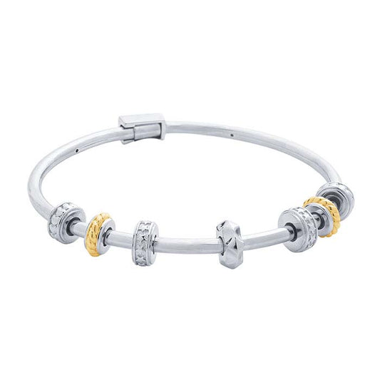 Sterling Silver 10 x Roundel "Smart" Pyramid-Cut Bead with Silicone Insert