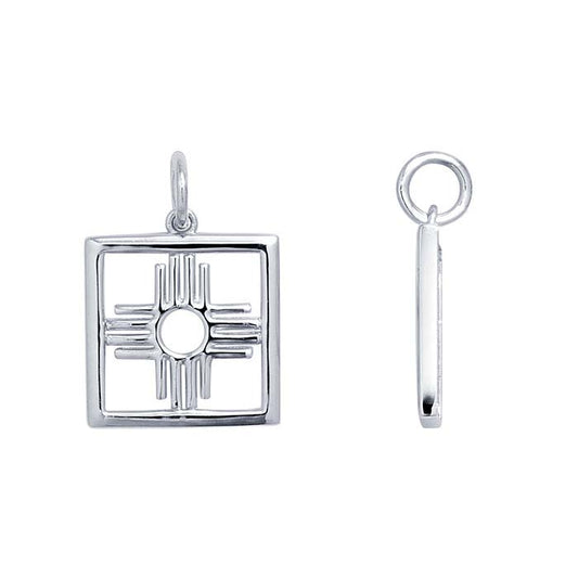 Sterling Silver Framed Zia Charm