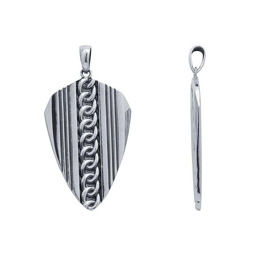 Sterling Silver Arrowhead Pendant with Chain Inlay