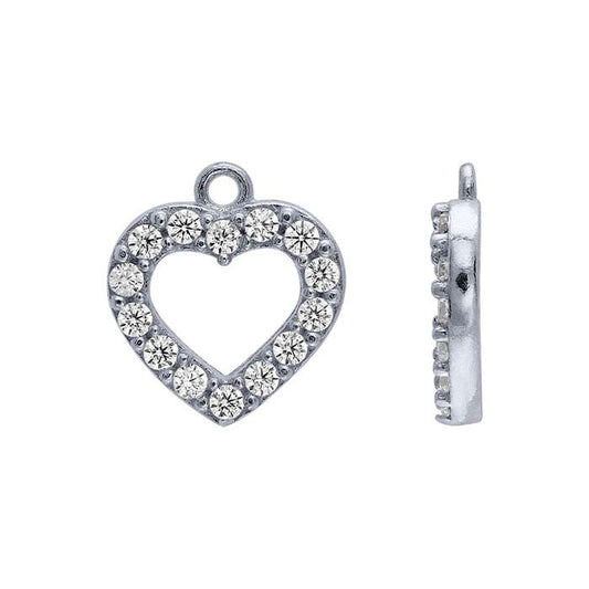Sterling Silver CZ-Set Tiny Heart Charm