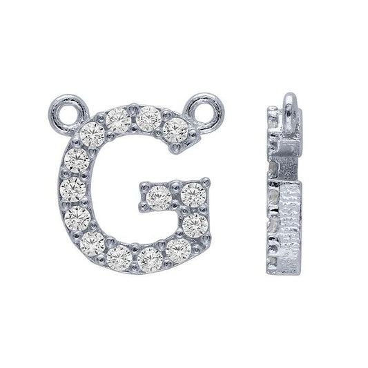Sterling Silver CZ-Set Alphabet Festoon Pendant, G