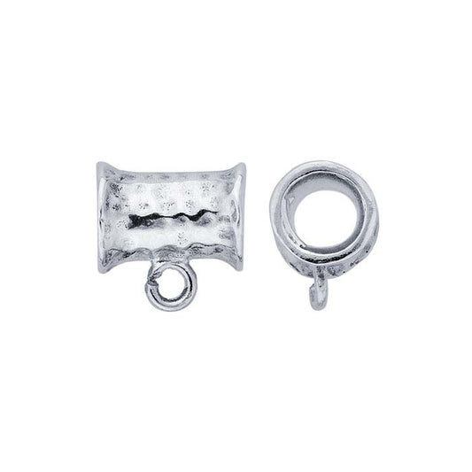 Sterling Silver Hammered Tube Pendant Bail with Perpendicular Ring