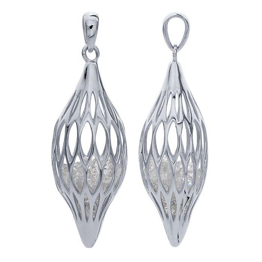 Sterling Silver CZ Cage Pendant