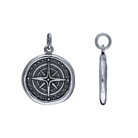 Sterling Silver Wax Seal Compass Pendant