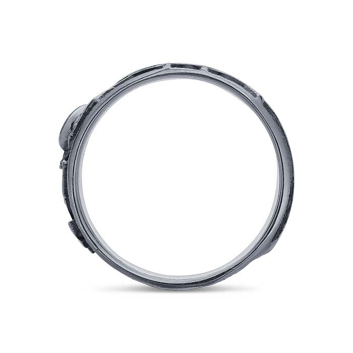 Sterling Silver Oxidized Spider and Web Band